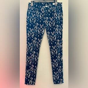 Rag & Bone Blue and White Ikat Patterned Skinny Jeans 28